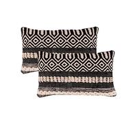REDEARTH · Boho Textured Throw Pillow Cushion Covers - Cotton Lumbar Woven Tufted Decorative Farmhouse Cases Set for Couch, Sofa, Chair, Dining, Outdoor (12"x20", Char Delineate Black) Pack of 2