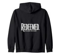 Redeemed By His Blood Christian Glory Faith Backprint Zip Hoodie