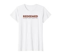 Redeemed, Men's Christian Gospel Salvation Design, Back Side Value Graphic T-Shirt, Women, White, M