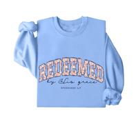 Redeemed Sweatshirt Christian God Redeemed By His Grace Shirt Unisex Sky Blue