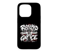 Redeemed Through Grace Christian Cross Faith Case for iPhone 15 Pro