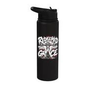 Redeemed Through Grace Christian Cross Faith Stainless Steel Insulated Water Bottle