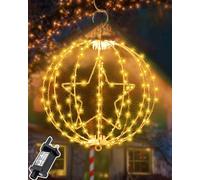 Redefun Christmas Hanging Ball Lights 30CM 200 LED Foldable Sphere Lights Mains Powered with Timer, 8 Modes Christmas Star Light Waterproof Globe Light for Tree Porch Yard Holiday Decoration - White