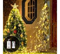 Redefun Light Tail 1 m 100 LED Battery Operated Waterfall Fairy Lights, 8 Modes Waterproof With Timer and Remote Control for Watering Can Indoor Outdoor Garden Decoration (Warm