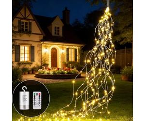 Redefun Light Tail 1 m 100 LED Battery Operated Waterfall Fairy Lights, 8 Modes Waterproof With Timer and Remote Control for Watering Can Indoor Outdoor Garden Decoration (Warm