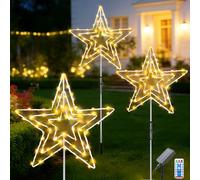 Redefun Solar Christmas Lights Outdoor 3 in 1 Christmas Star Stake Lights, 75 LED Solar Garden Light with Remote Waterproof Path Light for Path Lawn Yard Xmas Decoration