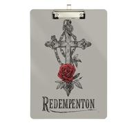 Redemption Crossing Roses Retro clipboard Folder padfolio Hard Board for Clip Board Teacher Size 9 x 12.5 Tabla para escribir