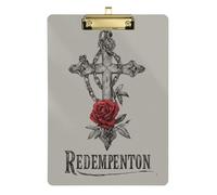 Redemption Crossing Roses Retro Meeting clipboard Waterproof for Classroom Supplies for Teachers Elementary Size 9 x 12 Gold