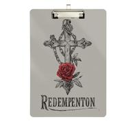 Redemption Crossing Roses Retro Meeting clipboard Waterproof for Classroom Supplies for Teachers Elementary Size 9 x 12 Silver
