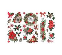 Redesign with Prima - Classic Christmas Small Transfers 6"x12" 3 Sheets Rub on Transfers for Furniture Vintage Rub on Transfers Stickers for Crafts Classic Spring Summer Autumn Decoration