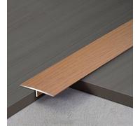 REDEXI Floor Edging Trim Strip T-Molding Floor Flat Divider Strip, Aluminum Threshold Strip Doorway Edge Trim Strip 25/40mm, Wood Grain Design(Teak color,W40mm)