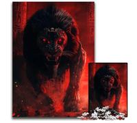 RedEyed Lion in Temple Adult Jigsaw Puzzles 1000 Pieces Wooden Jigsaw Puzzles for Adults for Family Interactive Game 1000 PCS(75x50cm)