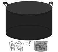 Redfire Garden Furniture Covers Waterproof Round 120x75CM, Dustproof Patio Set Cover Rattan Furniture Cover Tear-Resistant Oxford Fabric with Elastic Thread for Outdoor Furniture,Black
