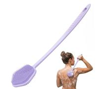 Redfly Silicone Back Scrubber for Shower Brush, 44 cm Long Handled Silicone Body Scrubber for Men & Women, Double Sided Shower Scrubber for Body Brush Exfoliator and Massage, Purple