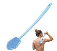 Redfly Silicone Back Scrubber for Shower Brush, 44 cm Long Handled Silicone Body Scrubber for Men & Women, Double Sided Shower Scrubber for Body Brush Exfoliator and Massage, Blue