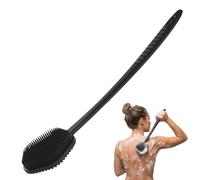 Redfly Silicone Back Scrubber for Shower Brush, 44cm Long Handled Silicone Body Scrubber for Men & Women, Double Sided Shower Scrubber for Body Brush Exfoliator and Massage, Black