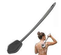 Redfly Silicone Back Scrubber for Shower Brush, 44cm Long Handled Silicone Body Scrubber for Men & Women, Double Sided Shower Scrubber for Body Brush Exfoliator and Massage，Gray