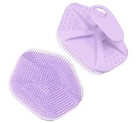 Redfly Silicone Body Scrubber, Gentle Exfoliating Shower Scrubber, Body Brush with Easy Lathering Bristles, Silicone Loofah for Deep Cleaning, Bath Brush for Women Men Sensitive Skin, Purple