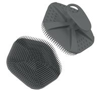 Redfly Silicone Body Scrubber, Gentle Exfoliating Shower Scrubber, Body Brush with Easy Lathering Bristles, Silicone Loofah for Deep Cleaning, Bath Brush for Women Men Sensitive Skin, Gray