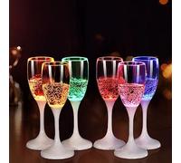 REDGO 6 Pack Champagne Flutes Plastic Reusable Light Up Glasses LED Liquid Activated for Bars Hot Tub Birthday Party Club