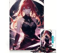 Redhaired Anime Girl Jigsaw Puzzles for Teenagers 1000 Piece Boost Memory Serene Time Premium Cut Birthday Gift (38x52cm)