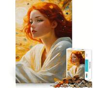 Redhead in A Swirling Golden Background 1000 Piece Jigsaw Puzzles for Adults Jigsaw Recall Boost Mental Relax Smooth Cut Birthday Gift (50x75cm)