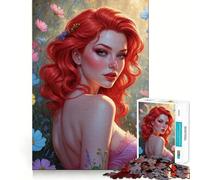 Redhead Pin-Up Wild Flowers Poster Jigsaw Puzzle for Teenagers 1000 Pieces Boost Memory Relaxing Fun Premium Cut Stylish Gift (50x75cm)