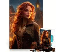 Redhead Victorian Steampun Jigsaw Puzzle 1000 Piece for Teenagers Logic Sense Toy Calm Pastime Smooth Edge Premium Gift (38x52cm)