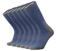 RedHero Men's Cotton Heavy Cushion Crew Socks Moisture Wicking Control Full Thick Terry Warm Athletic Heavy Duty Work Boot, Denim, 10-13