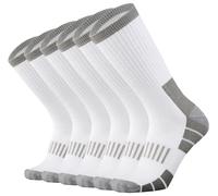 RedHero Men's Cotton Heavy Cushion Crew Socks Moisture Wicking Control Full Thick Terry Warm Athletic Heavy Duty Work Boot, White, 10-13