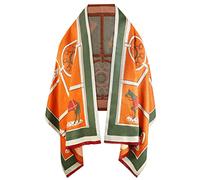 REDHOM Women's Scarf Shawls and Wraps for Evening Dresses, Soft Large Blanket Pashmina for Fall Winter with Gorgeous Color, H 3 Orange and Green, 73
