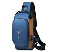 REDHORNS Waterproof Crossbody Chest Bag for Men & Women with USB Charging Port Unisex Design Anti-Theft Zipper Password Lock Shoulder Bag, Sling Bag for Travel (Blue)