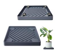 REDHUGO 2PCS Square Plant Caddy with Hidden Wheels, Heavy Duty Rolling Plant Stand Caddy with Wheels, Pot Base for Indoor Outdoor, Gray, 12 inches