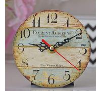 Redida 5 Inches Wall Clock, Non-Ticking Silent Quartz Decorative Clocks, Battery Operated, Round Retro Indoor Kitchen Bedroom Living Room Wall Clocks(5" Blue Wooden Board)