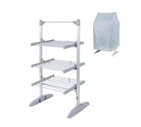 Rediffusion Heated Clothes Airer with Cover, 3 Tier, Ultra Compact, RapidDry Cover, Fast Heat Up, 30 Heated Rails, 11.2m Drying Space, 20kg Max Load, Energy-Efficient, Whisper Quiet, 202W - RED202