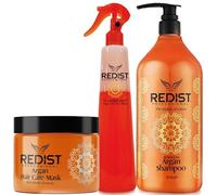 Redist Moroccan Argan Shampoo 500ml + Hair Mask 500ml + Conditioner 400ml | Repairs, Strengthens & Restores Shine | Anti Dandruff & Scalp Moisturiser | Natural Floral Scent Hair Care Set