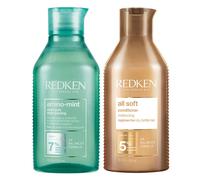 Redken Amino Mint Shampoo 300ml & All Soft Conditioner 300ml Duo