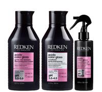 Redken - Bundles Trio: Acidic Color Gloss Shampoo 300ml, Conditioner 300ml & Heat Treatment 190ml for Women, sulphate-free