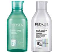 Redken Women's Duo: Amino Mint Scalp Cleansing for Greasy Hair Shampoo & Acidic Bonding Concentrate Conditioner 300ml in Clear Redken Clear