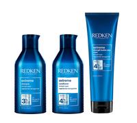 Redken Extreme Shampoo 300ml, Conditioner 300ml & Strength Builder Plus Mask 250ml Pack in Clear