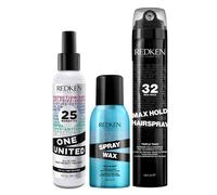 Redken PACK One United Elixir 150ml, Spray Wax 150ml & Max Hold Hairspray 300ml