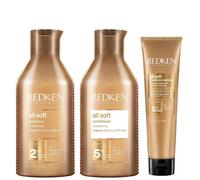 Redken Women's Trio: All Soft Shampoo 300ml, Conditioner 300ml & Leave-In Treatment 150ml in Clear Redken Clear