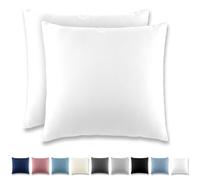 REDKEY Cushion Cover 40 x 40 cm, Set of 2 Pillowcases with Zip, Brushed Microfibre Cushion Cover for Cushions, Washable up to 40 °C, White
