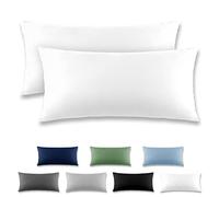 REDKEY Cushion Cover 40 x 80 cm - Set of 2 Pillowcases - Microfibre Cushion Cover for Pillows, Pillowcases with Tab Closure, 40 x 80 cm Pillow Case - White