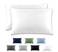 REDKEY Cushion Cover 50 x 80 cm - Set of 2 Pillowcases - Microfibre Cushion Cover for Pillows, Pillowcases with Tab Closure, 50 x 80 cm Pillow Case - White