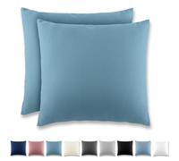 REDKEY Cushion Cover 80 x 80 cm, Set of 2 Pillowcases with Zip, Brushed Microfibre Cushion Cover for Cushions, Washable up to 40 °C, Aqua Blue