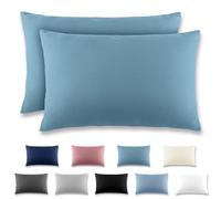 REDKEY Pair of Pillow Cases 50 x 70 cm, Set of 2 Bed Pillow Fabrics, with Hidden Zip, 100% Microfibre is Soft and Breathable, Aqua Blue