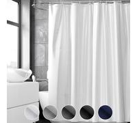 REDKEY Waterproof Shower Curtain, 180 x 180 cm, Anti-Mould Shower Curtains, Washable, Quick-Drying Textile, Antibacterial Bath Curtain with 12 Hooks, Bathroom Accessory, White