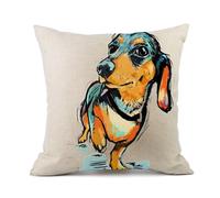 Redland Art Cute Pet Animal Dachshund Dog Pattern Throw Pillow Covers Linen Cushion Cover Cases Pillowcases Car Sofa Home Decor 18”x 18”Inch (45 x 45cm)