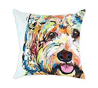 Redland Art Cute Pet Bichon Frise Dog Pattern Throw Pillow Covers Polyester Cushion Cover Cases Pillowcases Sofa Home Decor 18”x 18”Inch (45 x 45cm)